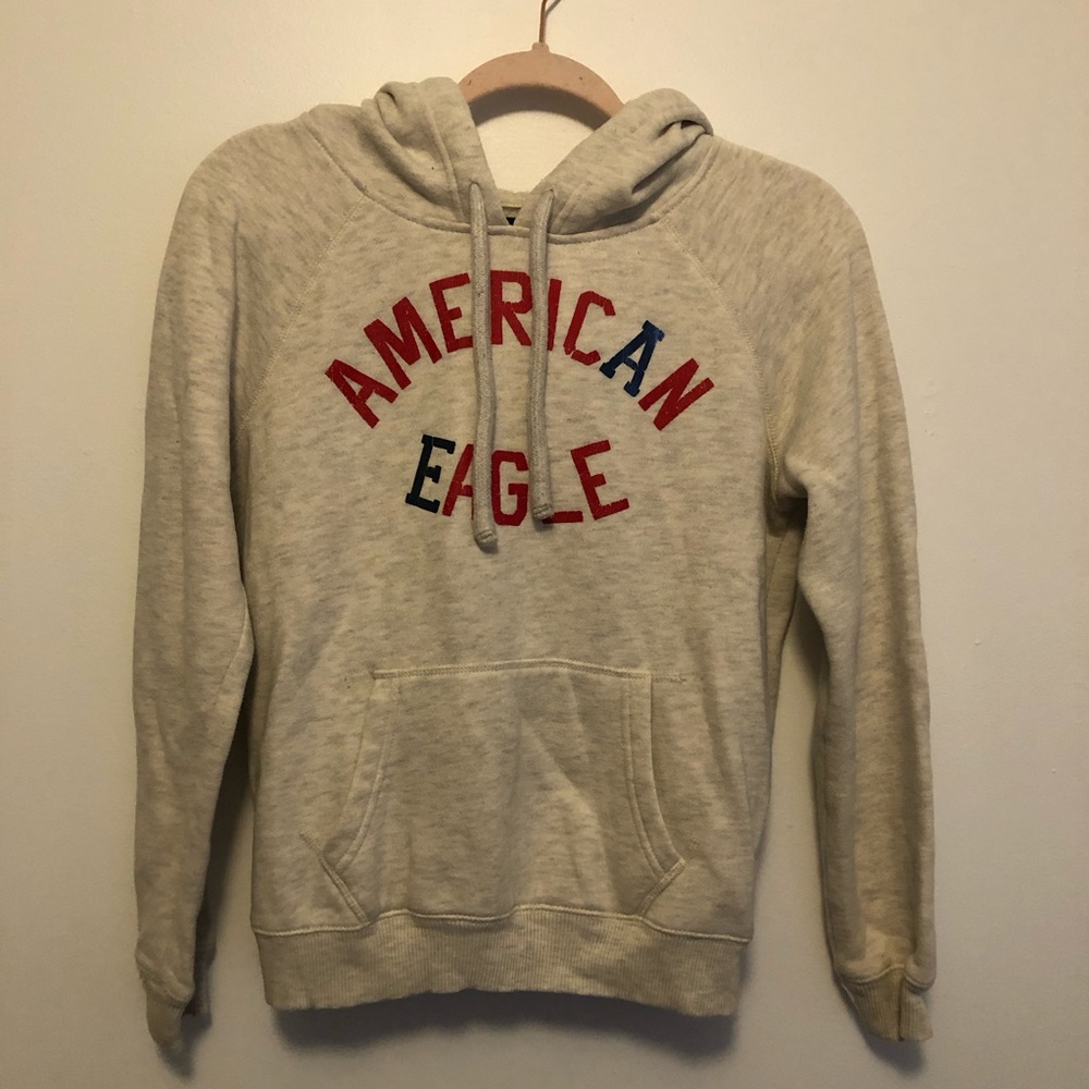 White/grey heathered American Eagle hoodie